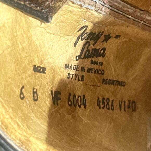 Tony Lama Ladies Santa Fe Bark Wingtip Vaquero VF6004 Cowboy Boots Size 6B Brown - Picture 9 of 9